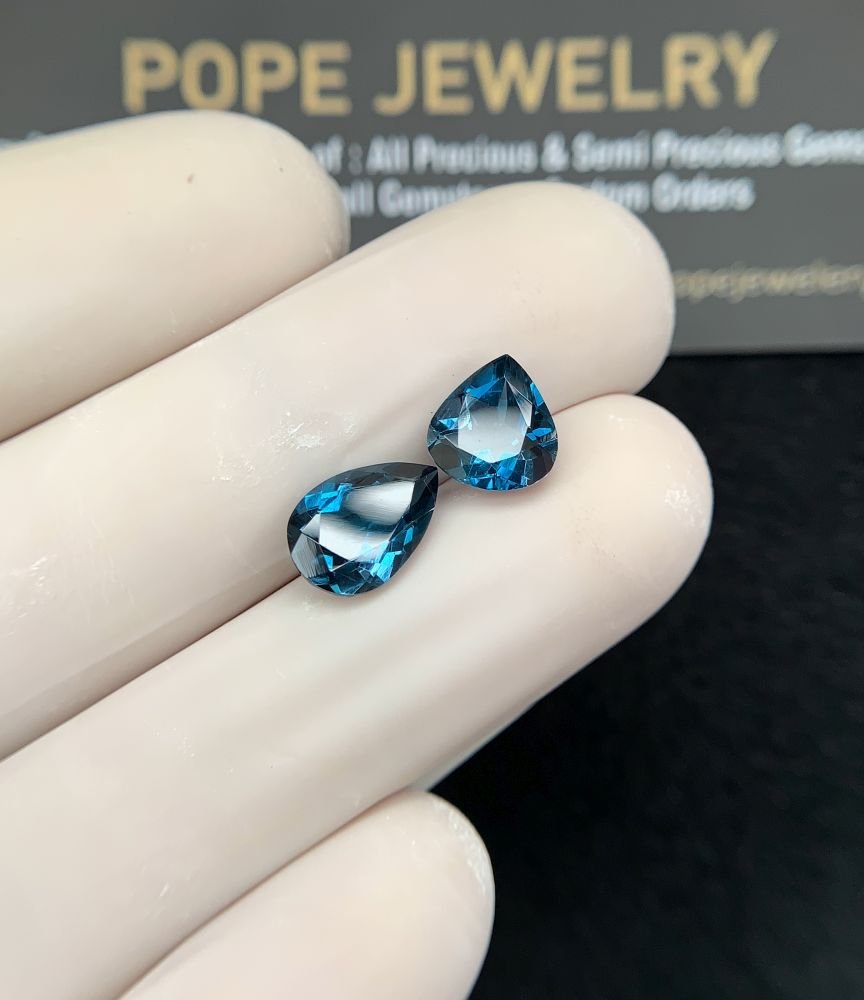 Natural London Blue Topaz Gemstone Faceted Cut Mix Shape High Quality Loose Gemstones For Jewelry Making 8-10 MM Size 2 Pcs SM24375