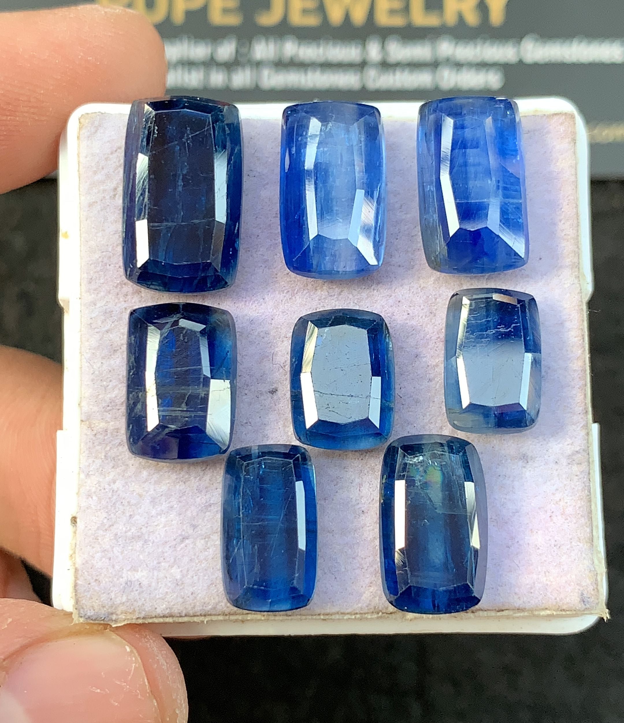 Natural Blue Kyanite Gemstone Step Cut Rectangle Cabochon Loose Gemstone For Jewelry Making Wholesalegems 11-15 MM Size 8 Pcs SM25358