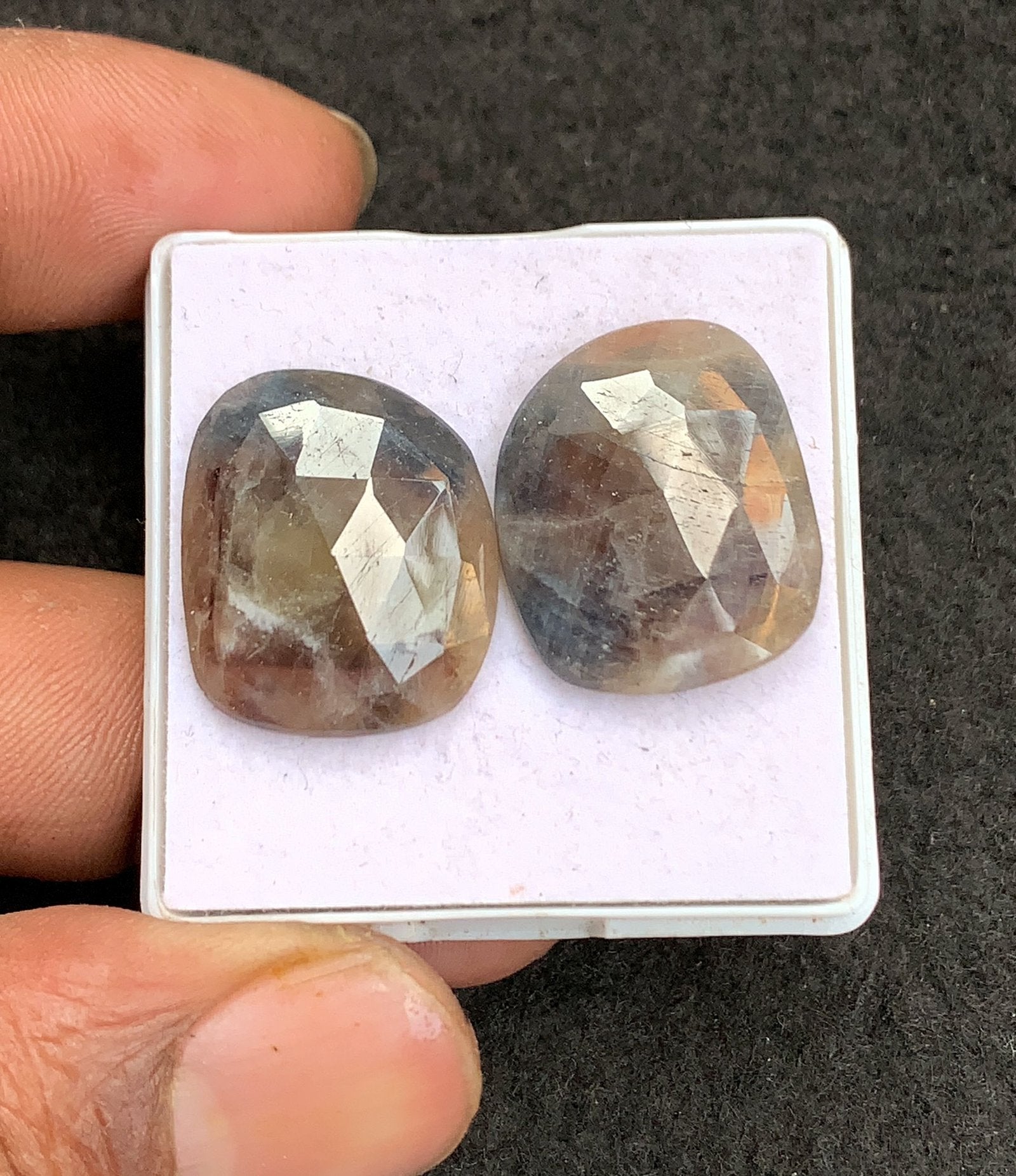 Natural Sapphire Gemstone Rose Cut Fancy Shape Cabochon High Quality Loose Gemstones For Jewelry Making 21x18 MM Size 1 Pair V4569