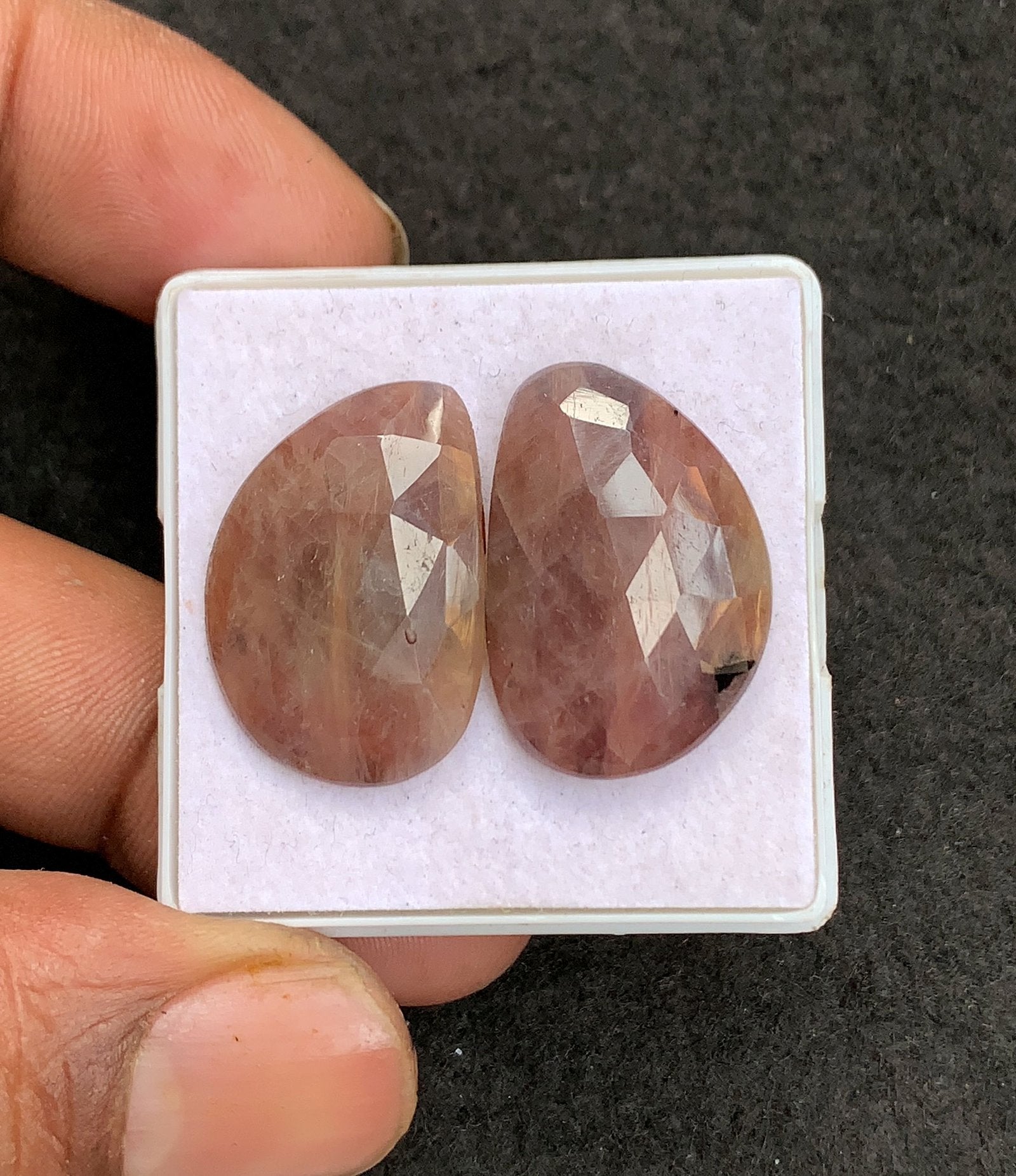 Natural Sapphire Gemstone Rose Cut Fancy Shape Cabochon High Quality Loose Gemstones For Jewelry Making 25x17 MM Size 1 Pair V4570