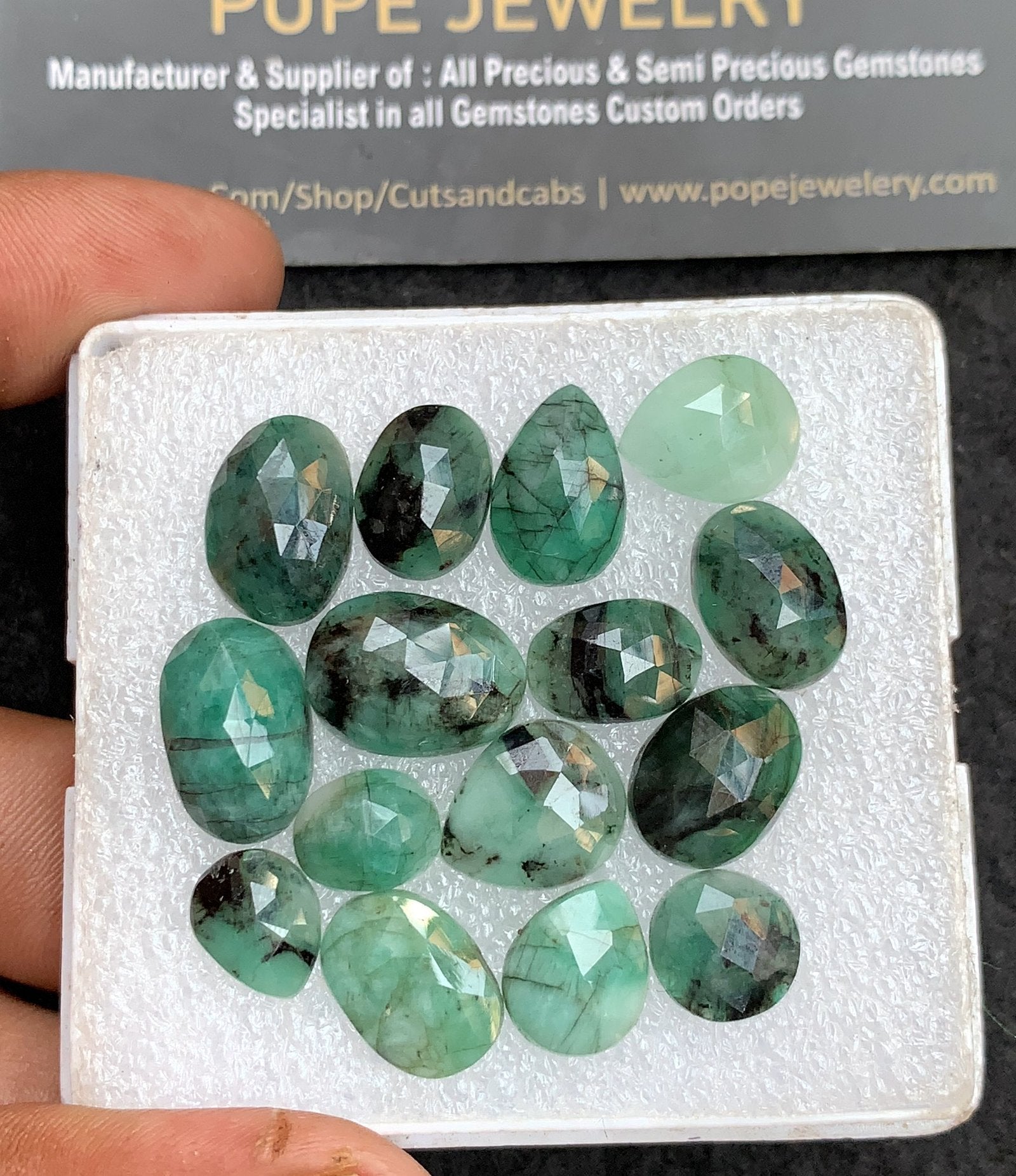 Natural Emerald Gemstone Rose Cut Mix Shape Cabochon High Quality Loose Gemstones For Jewelry Making 10-15 MM Size 15 Pcs V3719