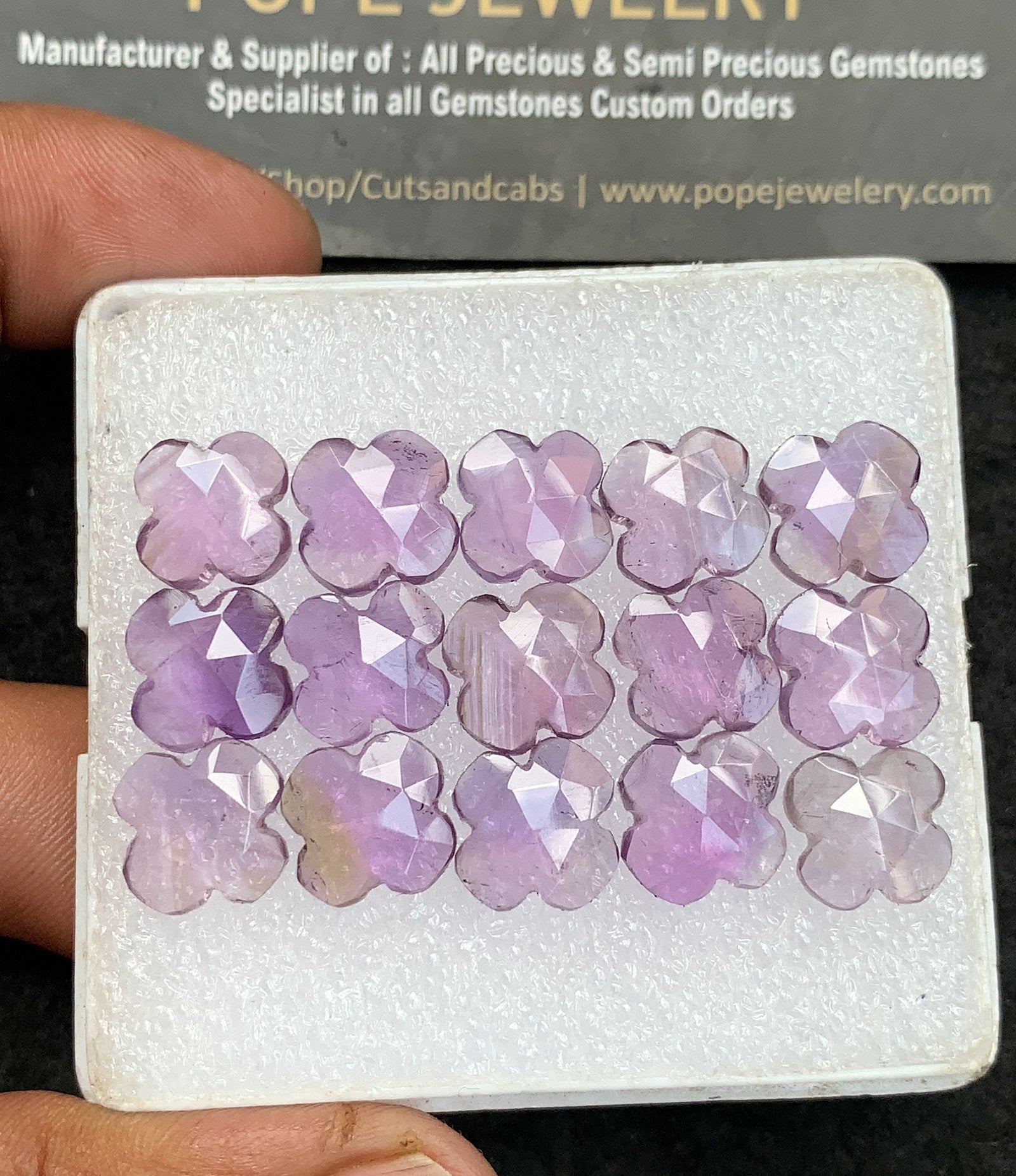 Natural Amethyst Gemstone Rose Cut Flower Shape Cabochon High Quality Loose Gemstones For Jewelry Making 10-11 MM Size 15 Pcs V3726