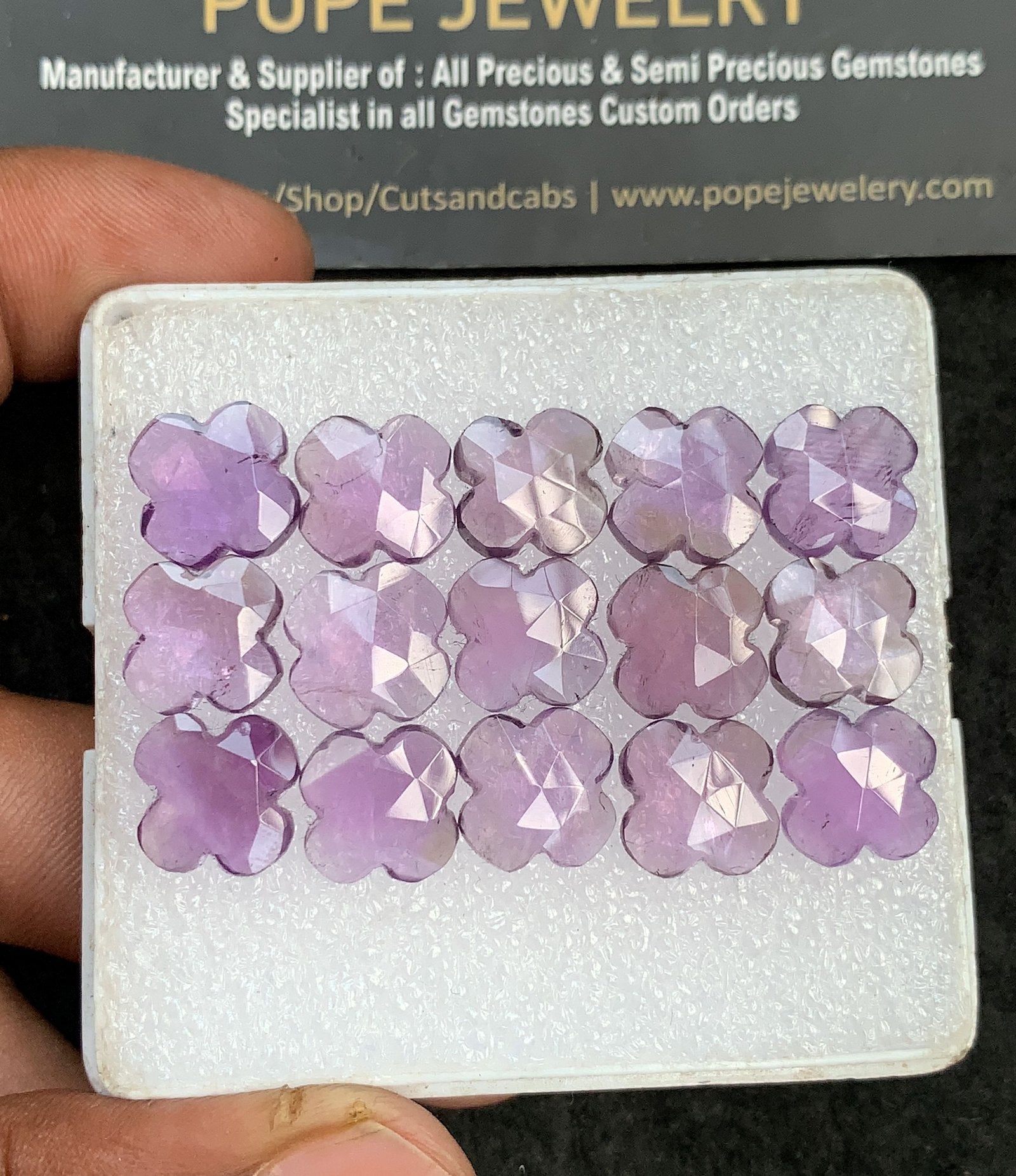 Natural Amethyst Gemstone Rose Cut Flower Shape Cabochon High Quality Loose Gemstones For Jewelry Making 10-11 MM Size 15 Pcs V3727