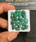 Natural Emerald Gemstone Hand Carved Leaf Shape Cabochon High Quality Loose Gemstones For Jewelry Making 6-11 MM Size 21 Pcs V3096