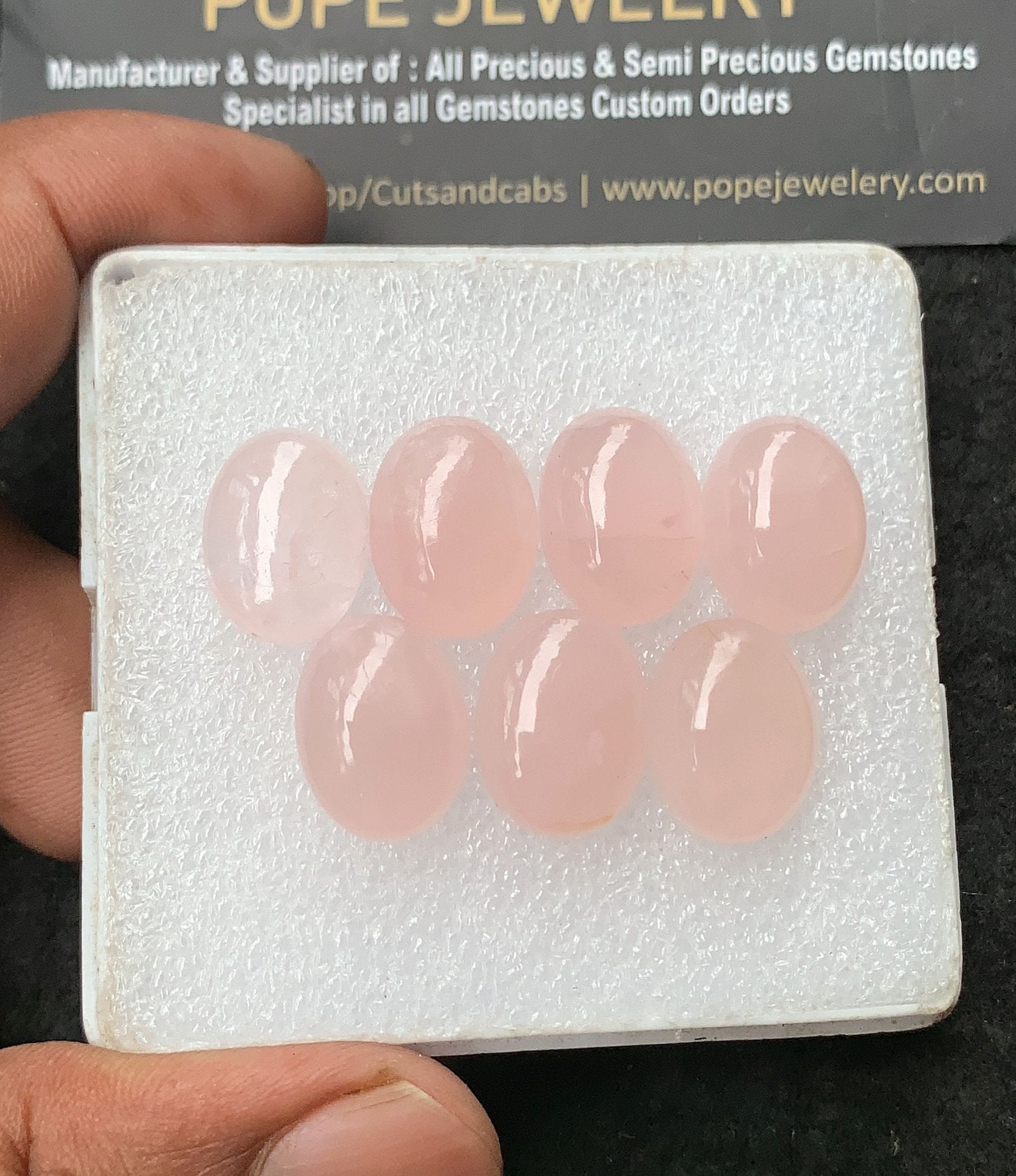 Natural Rose Quartz Gemstone Smooth Oval Shape Cabochon High Quality Loose Gemstones For Jewelry Making 15-16 MM Size 7 Pcs V3098