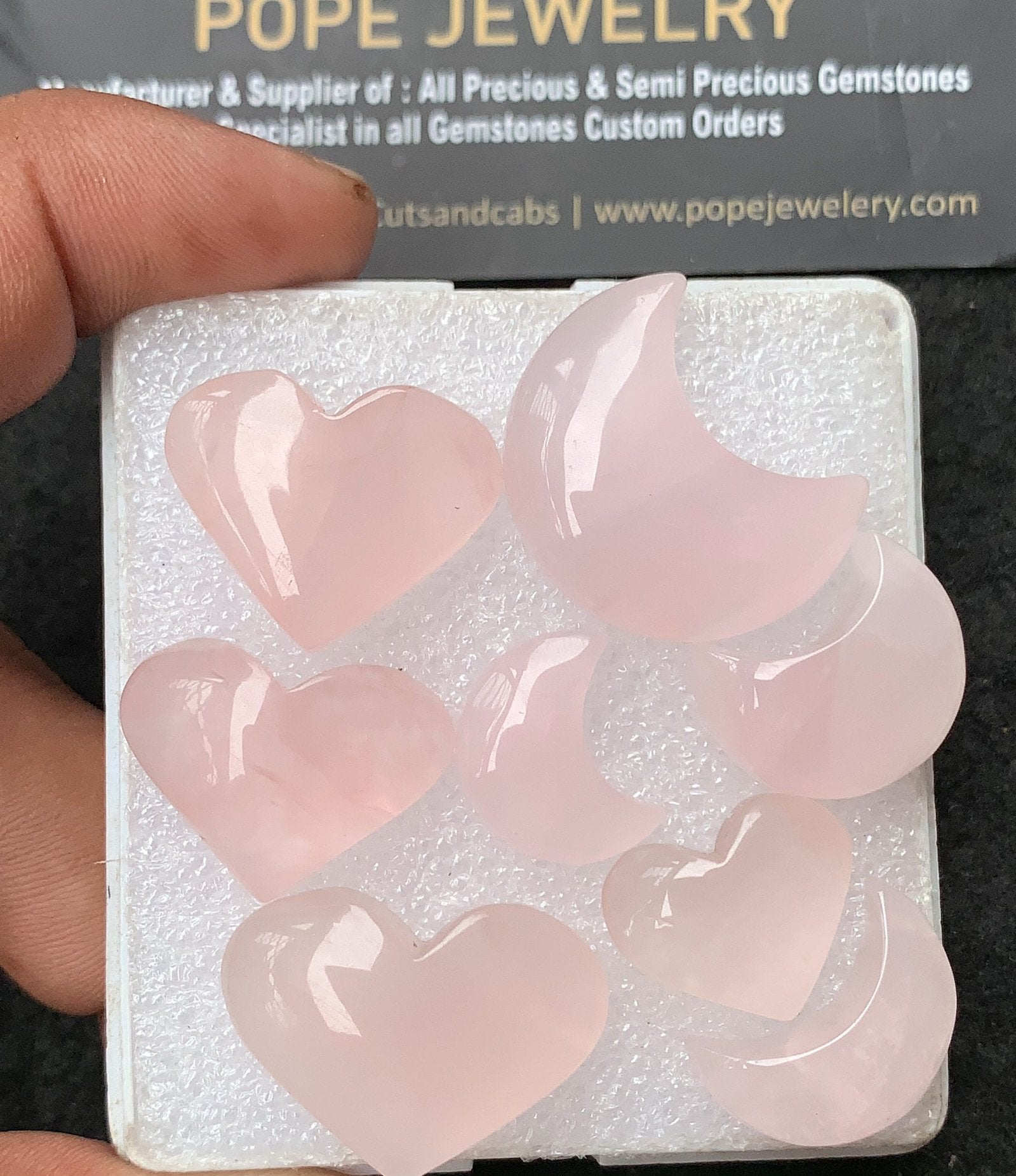 Natural Rose Quartz Gemstone Smooth Mix Shape Cabochon High Quality Loose Gemstones For Jewelry Making 13-20 MM Size 8 Pcs V3099
