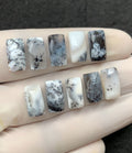 Natural Dendrite Opal Gemstone Rose Cut Rectangle Shape Cabochon High Quality Loose Gemstones For Jewelry Making 12x6 MM Size 10 Pcs V2530