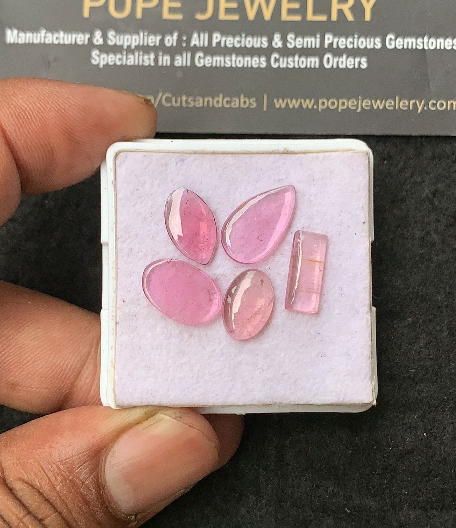 Natural Pink Tourmaline Gemstone Smooth Mix Shape Cabochon High Quality Loose Gemstones For Jewelry Making 11-14 MM Size 5 Pcs V3109