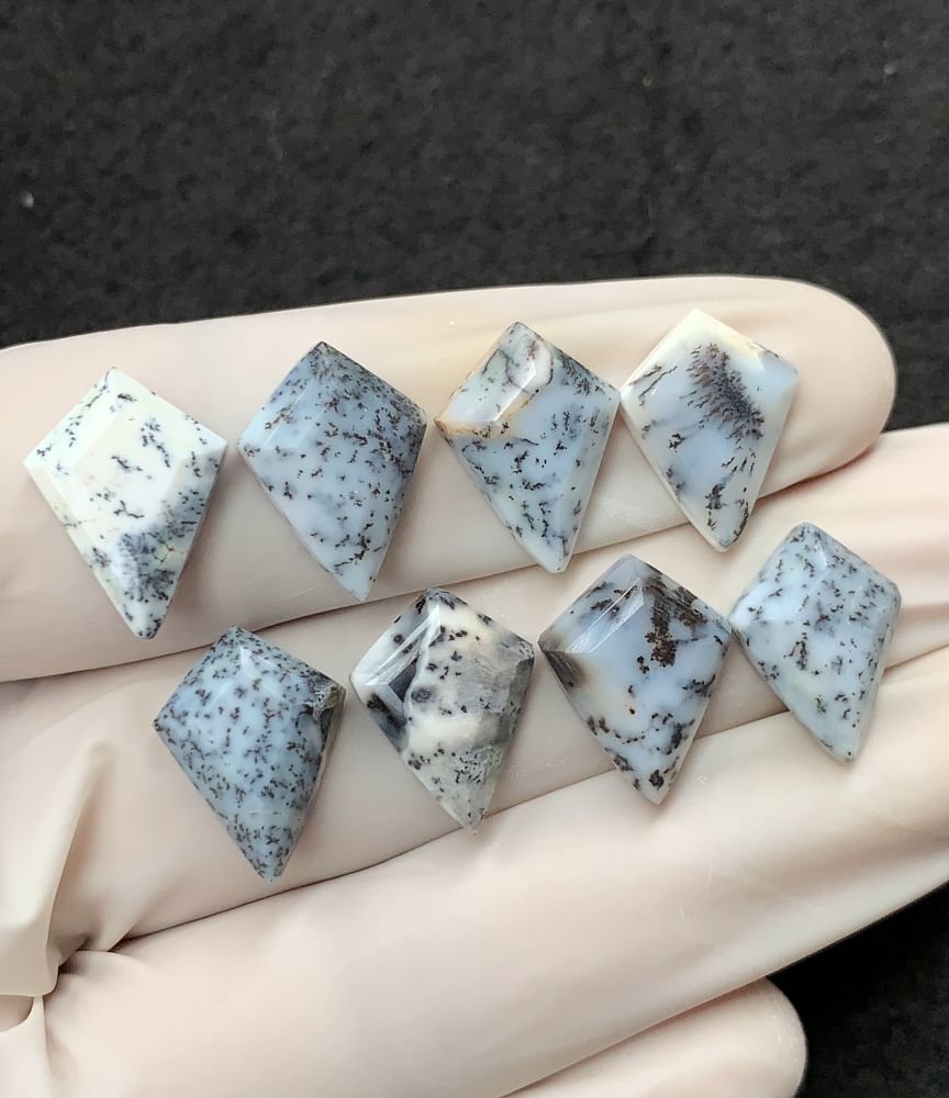 Natural Dendrite Opal Gemstone Step Cut Fancy Shape Cabochon High Quality Loose Gemstones For Jewelry Making 16x12 MM Size 8 Pcs V2543