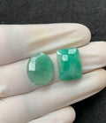 Natural Emerald Gemstone Rose Cut Mix Shape Cabochon High Quality Loose Gemstones For Jewelry Making 18 MM Size 2 Pcs V2548