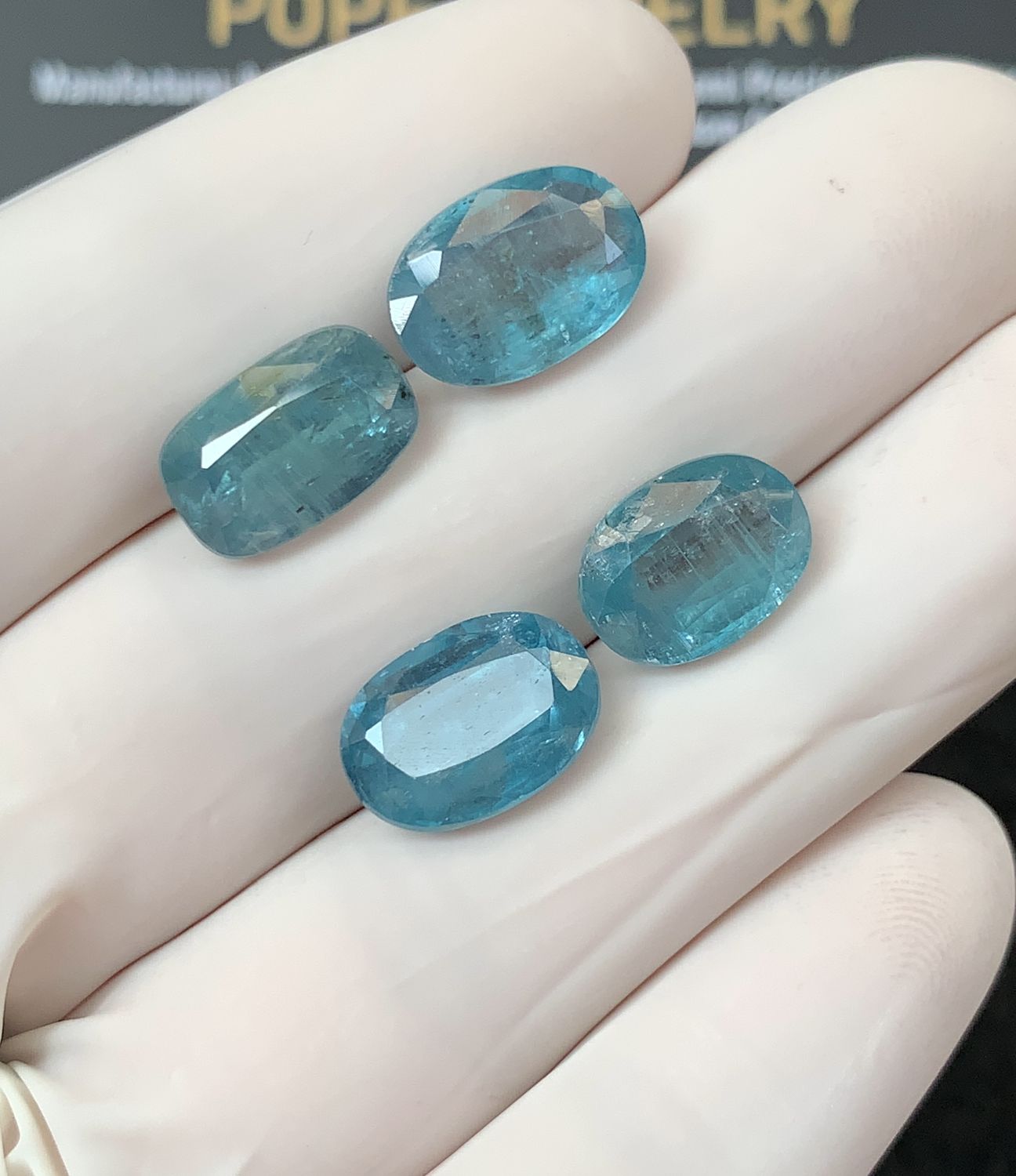Natural Aqua Kyanite Gemstone Faceted Cut Mix Shape High Quality Loose Gemstone For Jewelry Making Wholesalegems 12-13 MM Size 4 Pcs SM25383