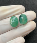 Natural Emerald Gemstone Rose Cut Oval Shape Cabochon High Quality Loose Gemstones For Jewelry Making 14-15 MM Size 2 Pcs V2549
