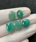 Natural Emerald Gemstone Rose Cut Mix Shape Cabochon High Quality Loose Gemstones For Jewelry Making 11-14 MM Size 5 Pcs V2551