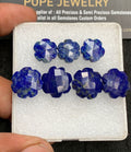 Natural Lapis Lazuli Gemstone Checker Cut Flower Shape Cabochon High Quality Loose Gemstones For Jewelry Making 12-16 MM Size 7 Pcs V3119