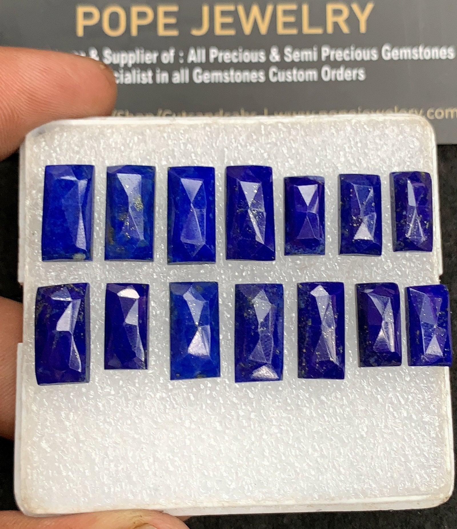 Natural Lapis Lazuli Gemstone Rose Cut Rectangle Shape Cabochon High Quality Loose Gemstones For Jewelry Making 12-14 MM Size 14 Pcs V3120