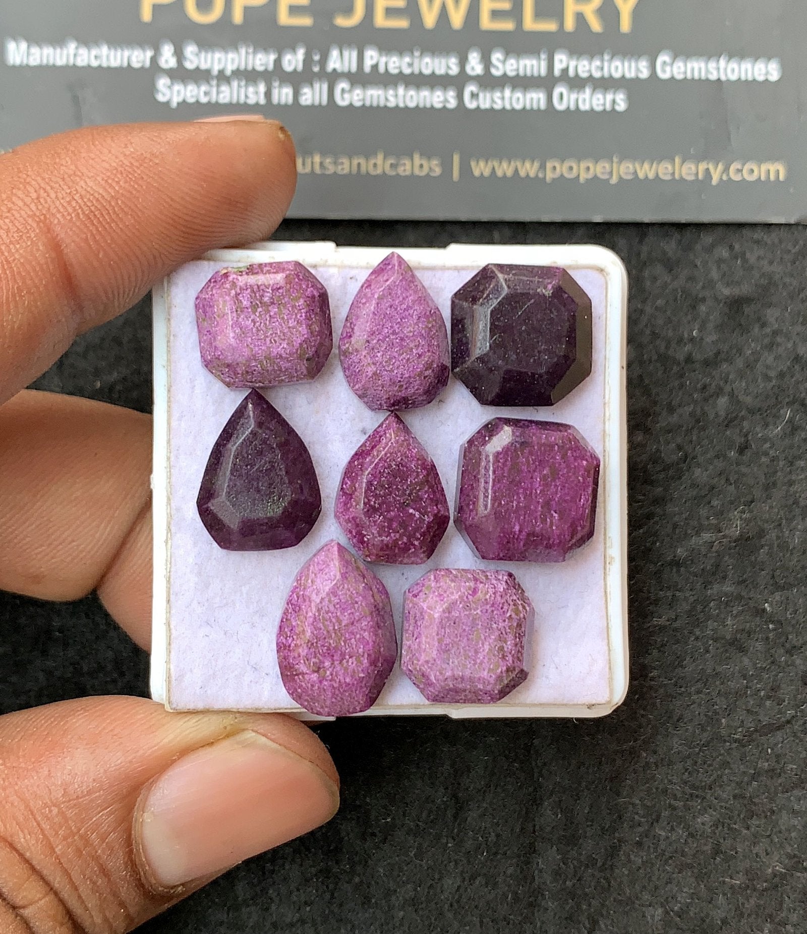Natural Ruby Gemstone Step Cut Mix Shape Cabochon High Quality Loose Gemstones For Jewelry Making 11-15 MM Size 8 Pcs V3123