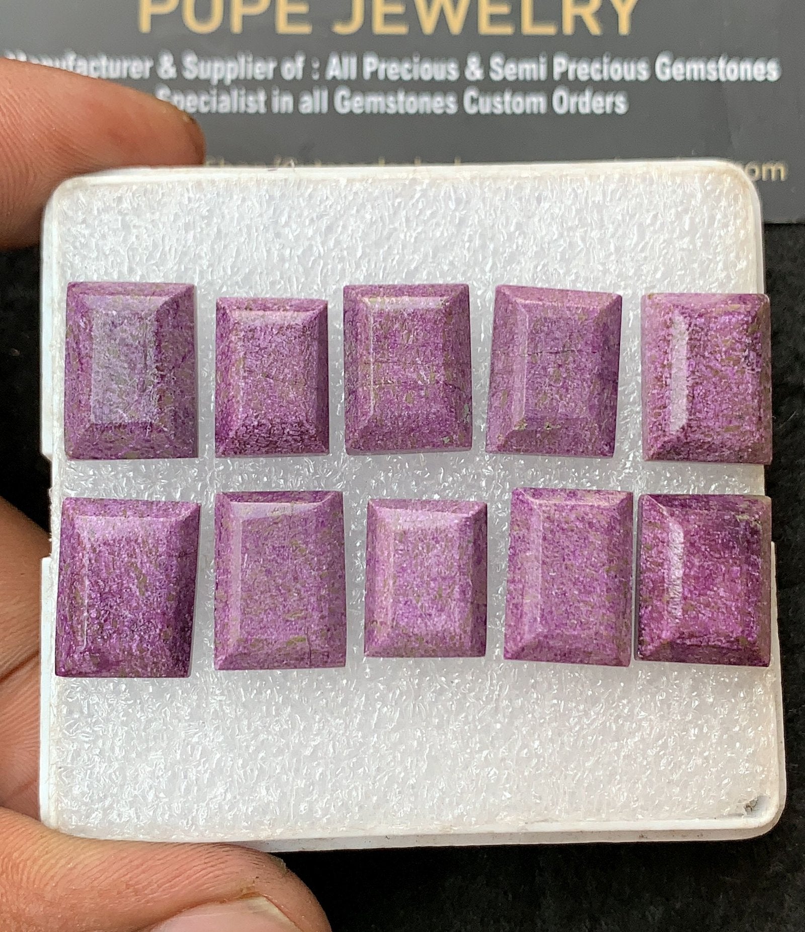 Natural Ruby Gemstone Step Cut Rectangle Shape Cabochon High Quality Loose Gemstones For Jewelry Making 13-15 MM Size 10 Pcs V3124