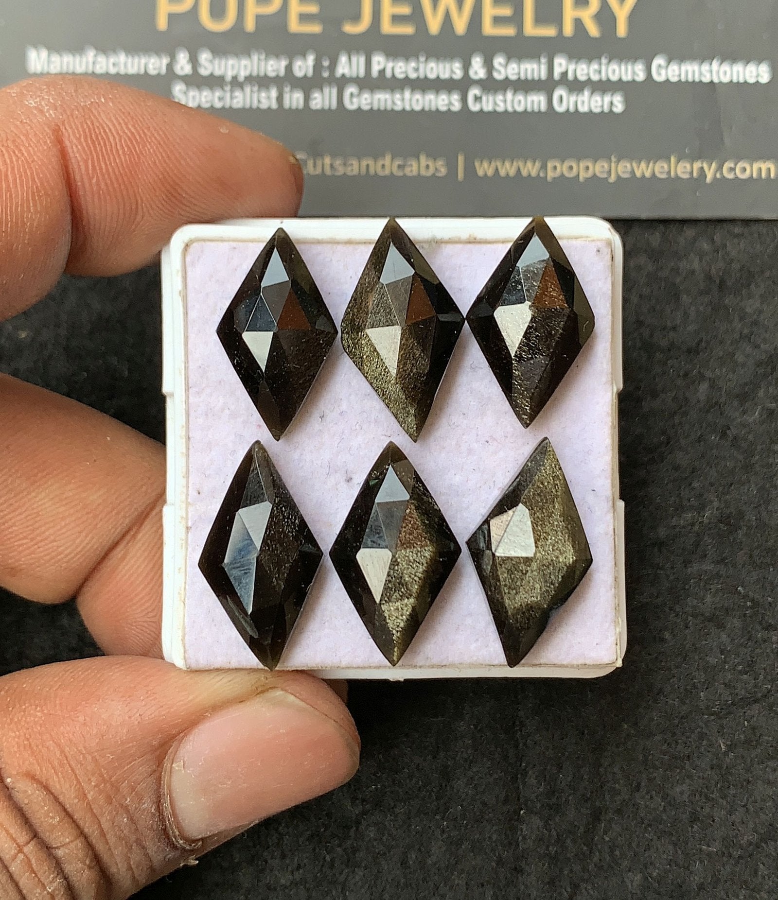 Natural Golden Obsidian Gemstone Rose Cut Fancy Cabochon Shape High Quality Loose Gemstones For Jewelry Making 19x11 MM Size 6 Pcs V3129