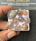 Natural SunStone & MoonStone Gemstone Rose Cut Fancy Cabochon Shape High Quality Loose Gemstones For Jewelry Making 13-20 MM Size 9 Pcs V3130