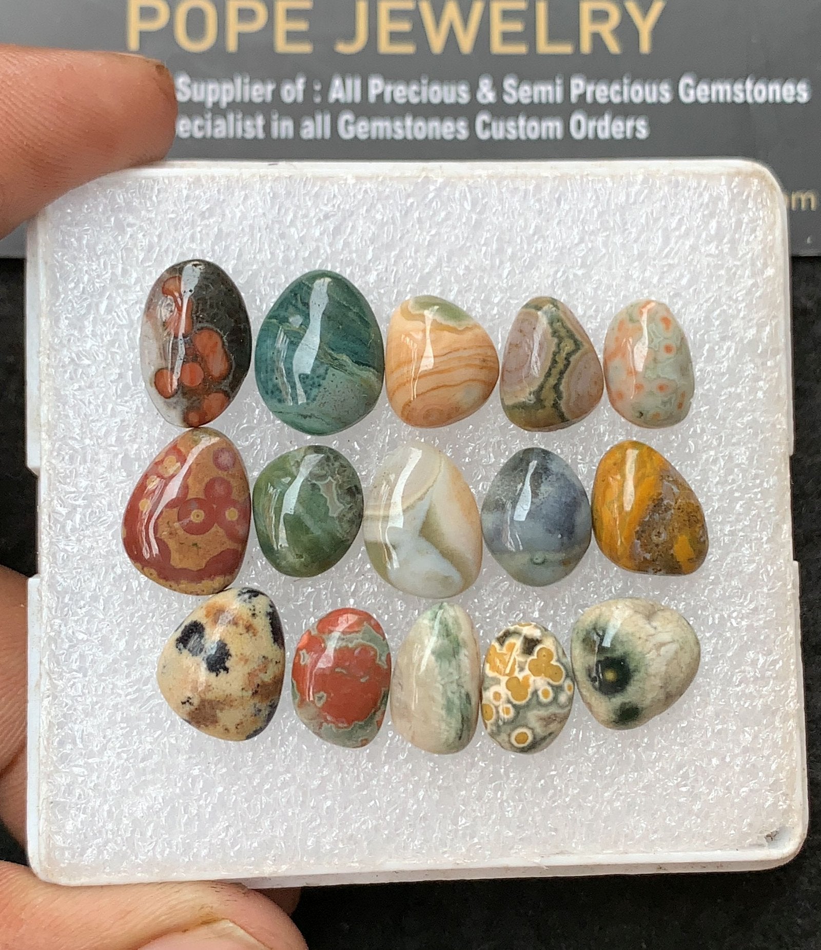 Natural Ocean Jasper Gemstone Smooth Fancy Shape Cabochon Shape High Quality Loose Gemstones For Jewelry Making 10-13 MM Size 15 Pcs V3142