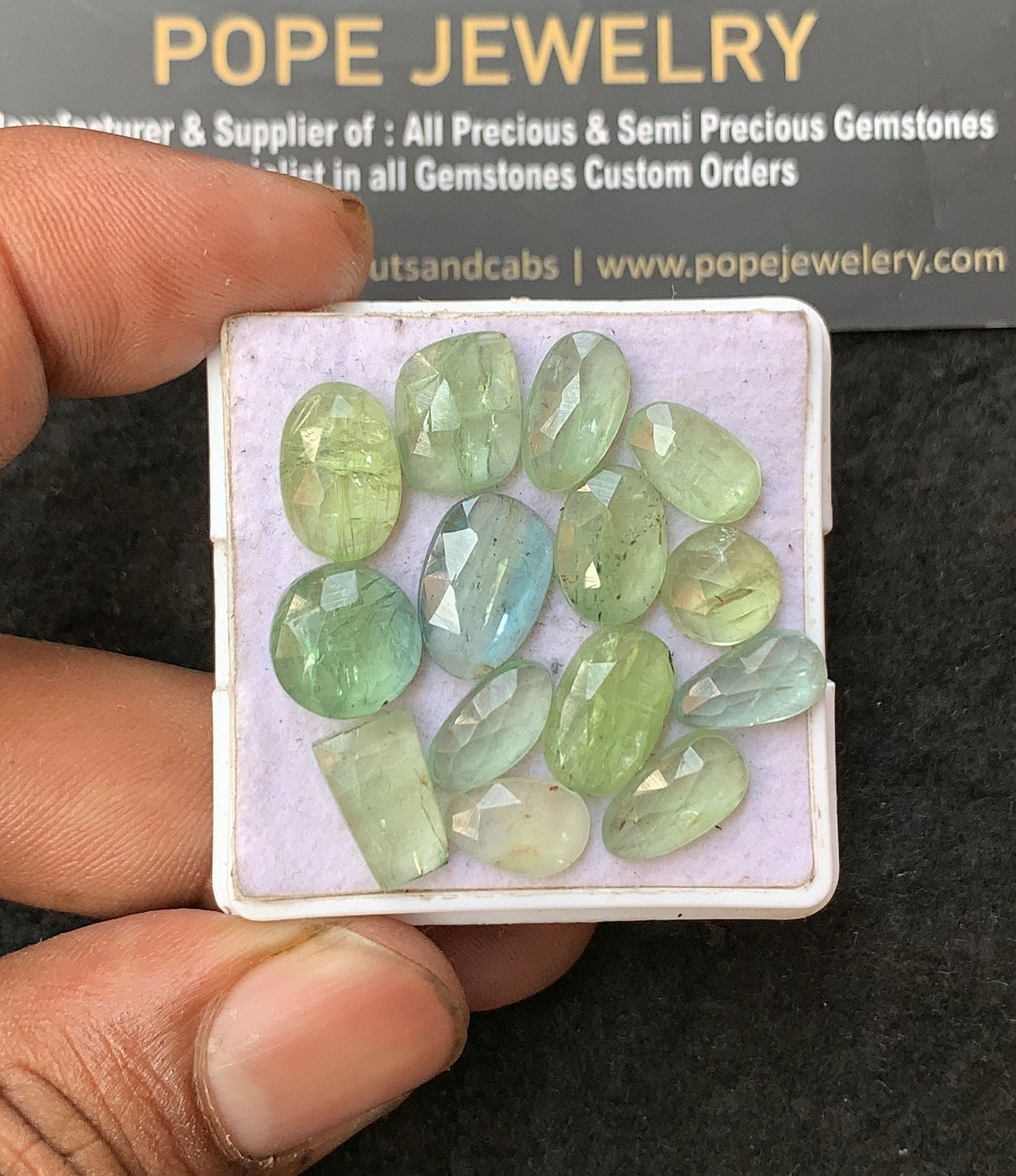 Natural Mint Kyanite Gemstone Rose Cut Mix Shape Cabochon High Quality Loose Gemstones For Jewelry Making 8-12 MM Size 14 Pcs V3154