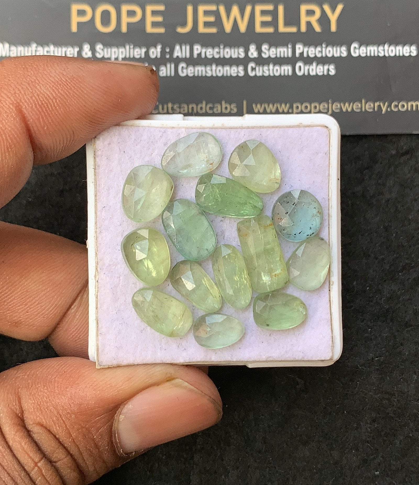 Natural Mint Kyanite Gemstone Rose Cut Mix Shape Cabochon High Quality Loose Gemstones For Jewelry Making 8-12 MM Size 14 Pcs V3155