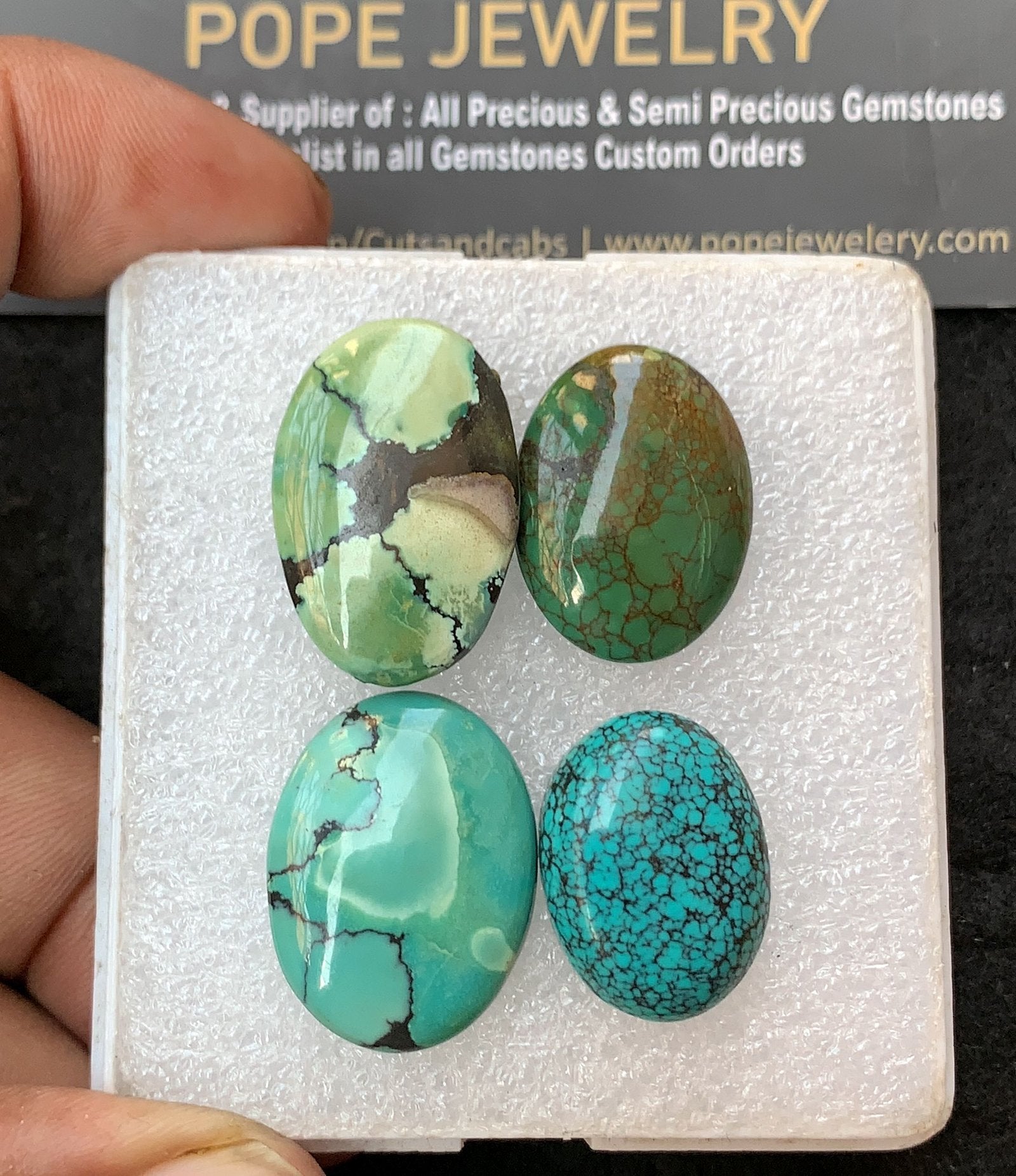 Natural Tibetan Turquoise Gemstone Smooth Oval Shape Cabochon High Quality Loose Gemstones For Jewelry Making 20-25 MM Size 4 Pcs V3163