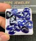 Natural Blue Sapphire Gemstone Rose Cut Mix Shape Cabochon High Quality Loose Gemstones For Jewelry Making 19-10 MM Size 12 Pcs V2684