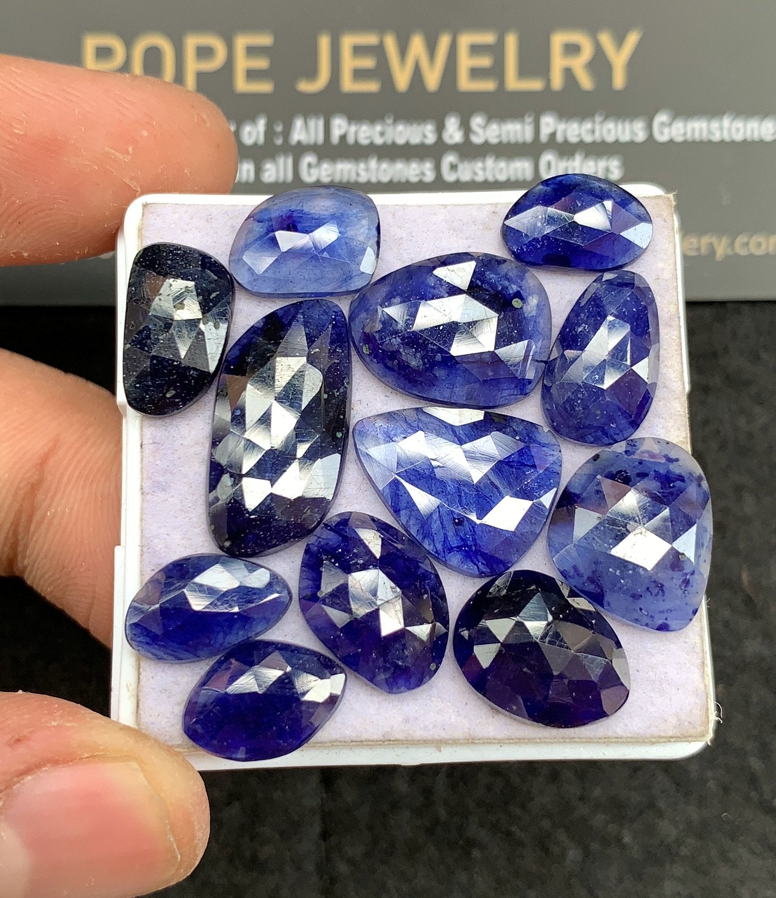 Natural Blue Sapphire Gemstone Rose Cut Mix Shape Cabochon High Quality Loose Gemstones For Jewelry Making 19-10 MM Size 12 Pcs V2684