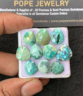 Natural Tibetan Turquoise Gemstone Rose Cut Fancy Shape Cabochon High Quality Loose Gemstones For Jewelry Making 10-14 MM Size 10 Pcs V3169