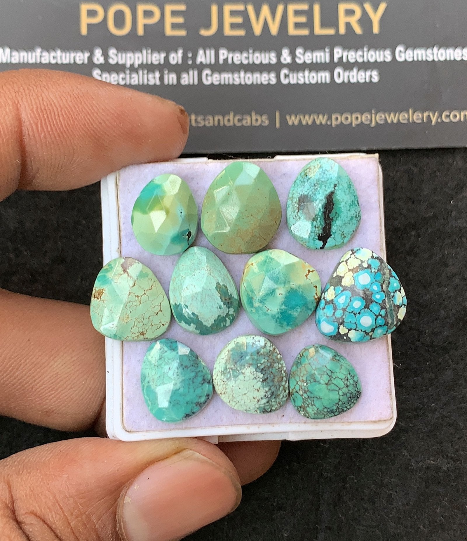 Natural Tibetan Turquoise Gemstone Rose Cut Fancy Shape Cabochon High Quality Loose Gemstones For Jewelry Making 10-14 MM Size 10 Pcs V3169