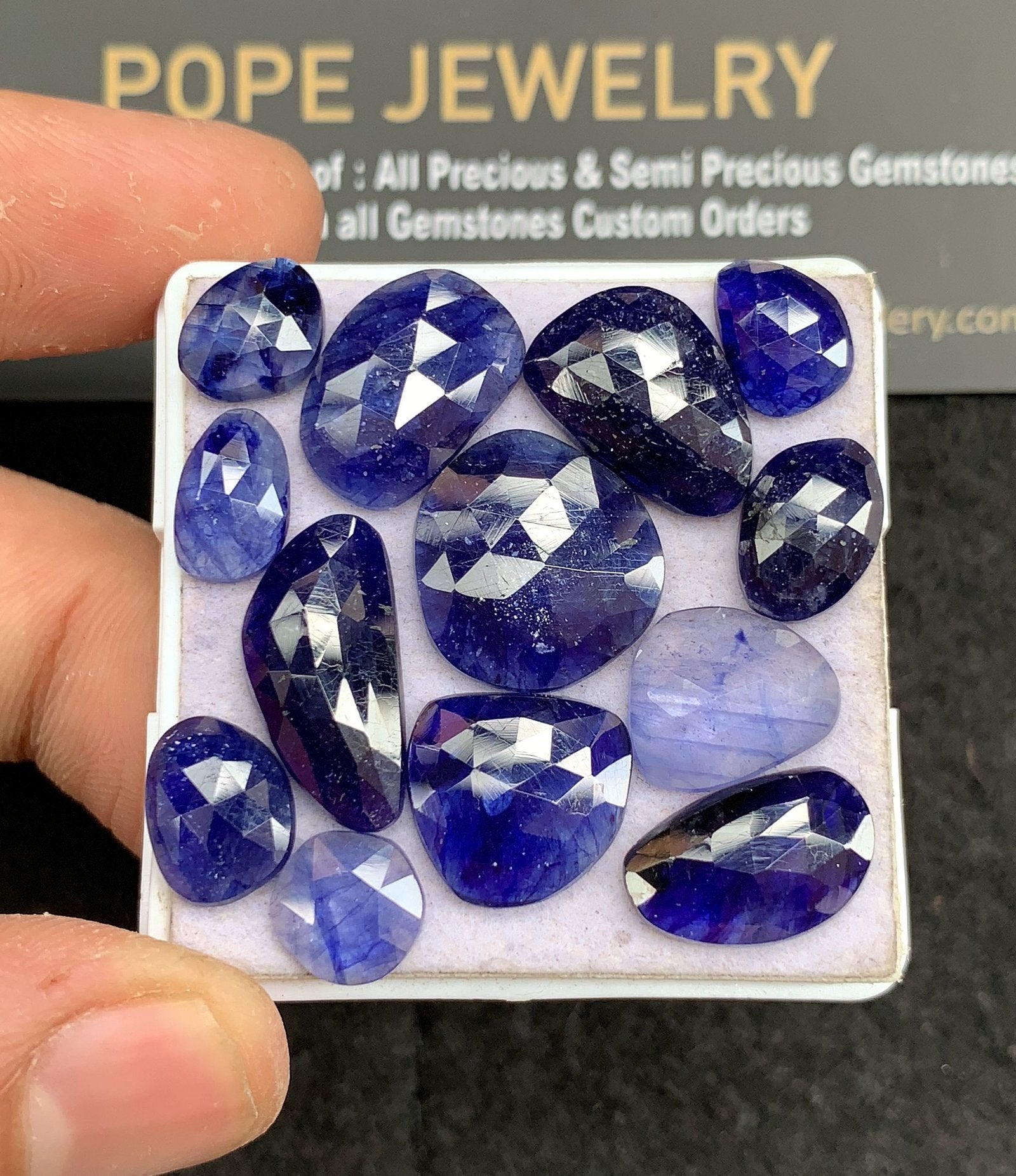 Natural Blue Sapphire Gemstone Rose Cut Mix Shape Cabochon High Quality Loose Gemstones For Jewelry Making 17-8 MM Size 13 Pcs V2685