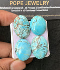 Natural Tibetan Turquoise Gemstone Smooth Oval Shape Cabochon High Quality Loose Gemstones For Jewelry Making 21-26 MM Size 4 Pcs V3170