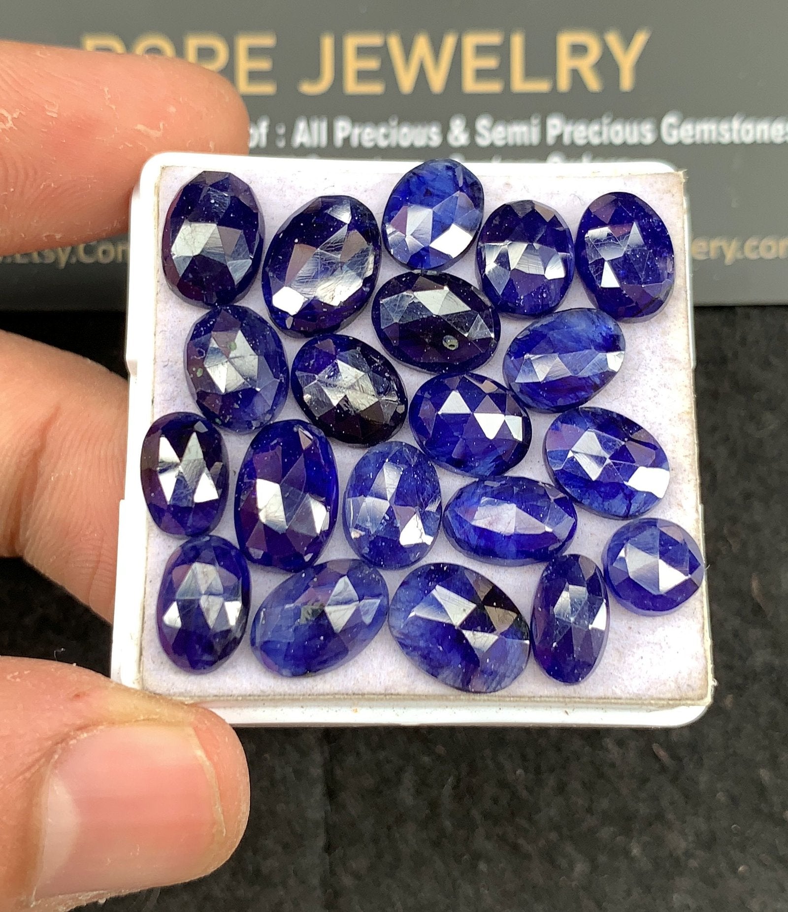 Natural Blue Sapphire Gemstone Rose Cut Mix Shape Cabochon High Quality Loose Gemstones For Jewelry Making 11-7 MM Size 20 Pcs V2686