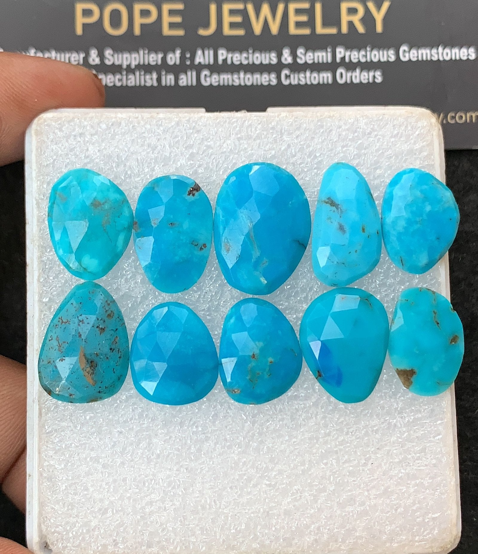 Natural Arizona Turquoise Gemstone Rose Cut Fancy Shape Cabochon High Quality Loose Gemstones For Jewelry Making 14-18 MM Size 10 Pcs V3171