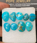 Natural Arizona Turquoise Gemstone Rose Cut Fancy Shape Cabochon High Quality Loose Gemstones For Jewelry Making 12-18 MM Size 9 Pcs V3172
