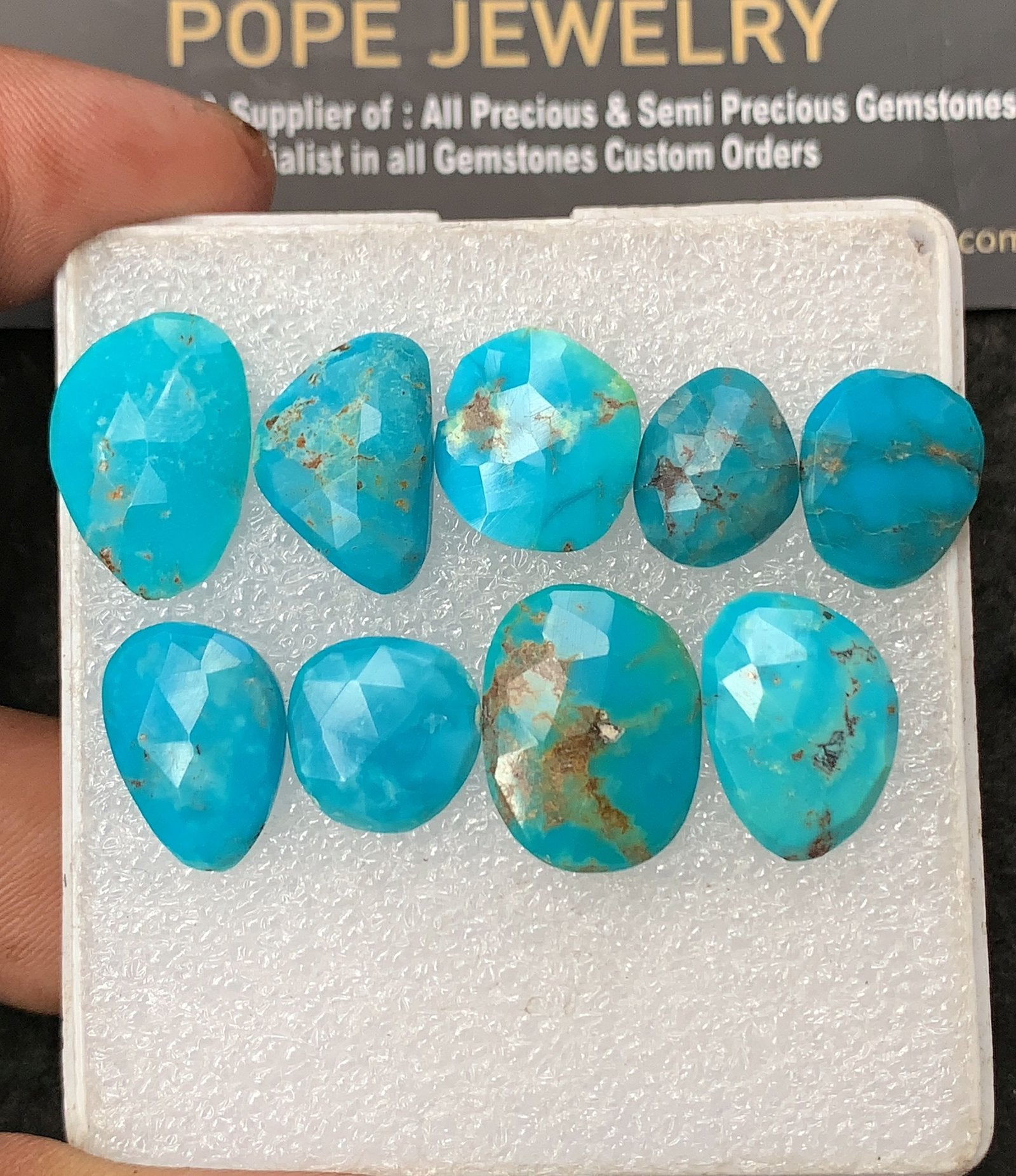 Natural Arizona Turquoise Gemstone Rose Cut Fancy Shape Cabochon High Quality Loose Gemstones For Jewelry Making 12-18 MM Size 9 Pcs V3172
