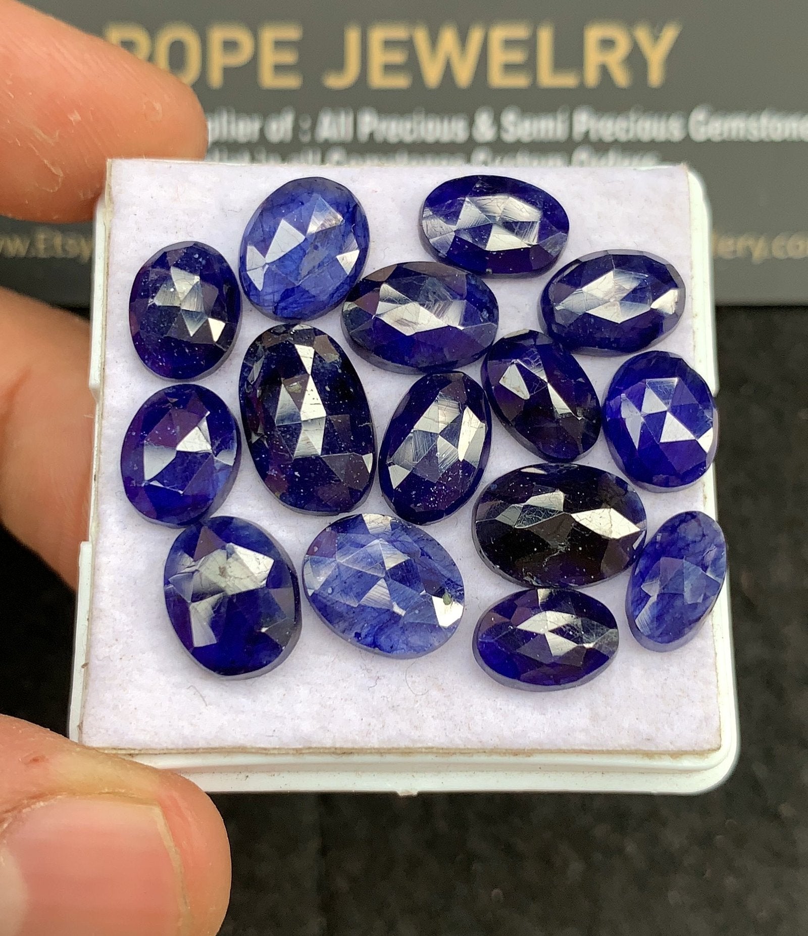 Natural Blue Sapphire Gemstone Rose Cut Mix Shape Cabochon High Quality Loose Gemstones For Jewelry Making 13-9 MM Size 15 Pcs V2688