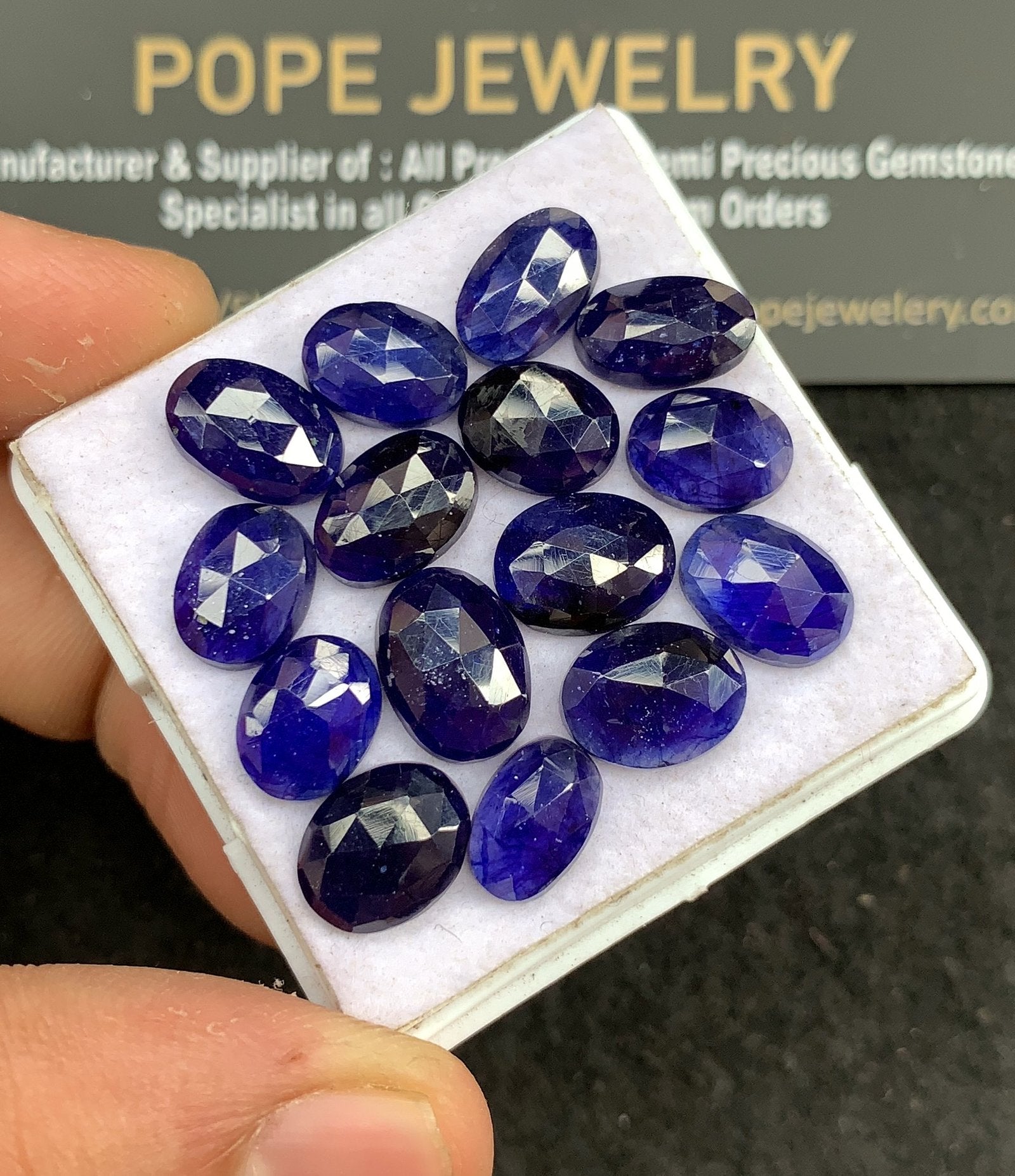 Natural Blue Sapphire Gemstone Rose Cut Mix Shape Cabochon High Quality Loose Gemstones For Jewelry Making 11-9 MM Size 15 Pcs V2689
