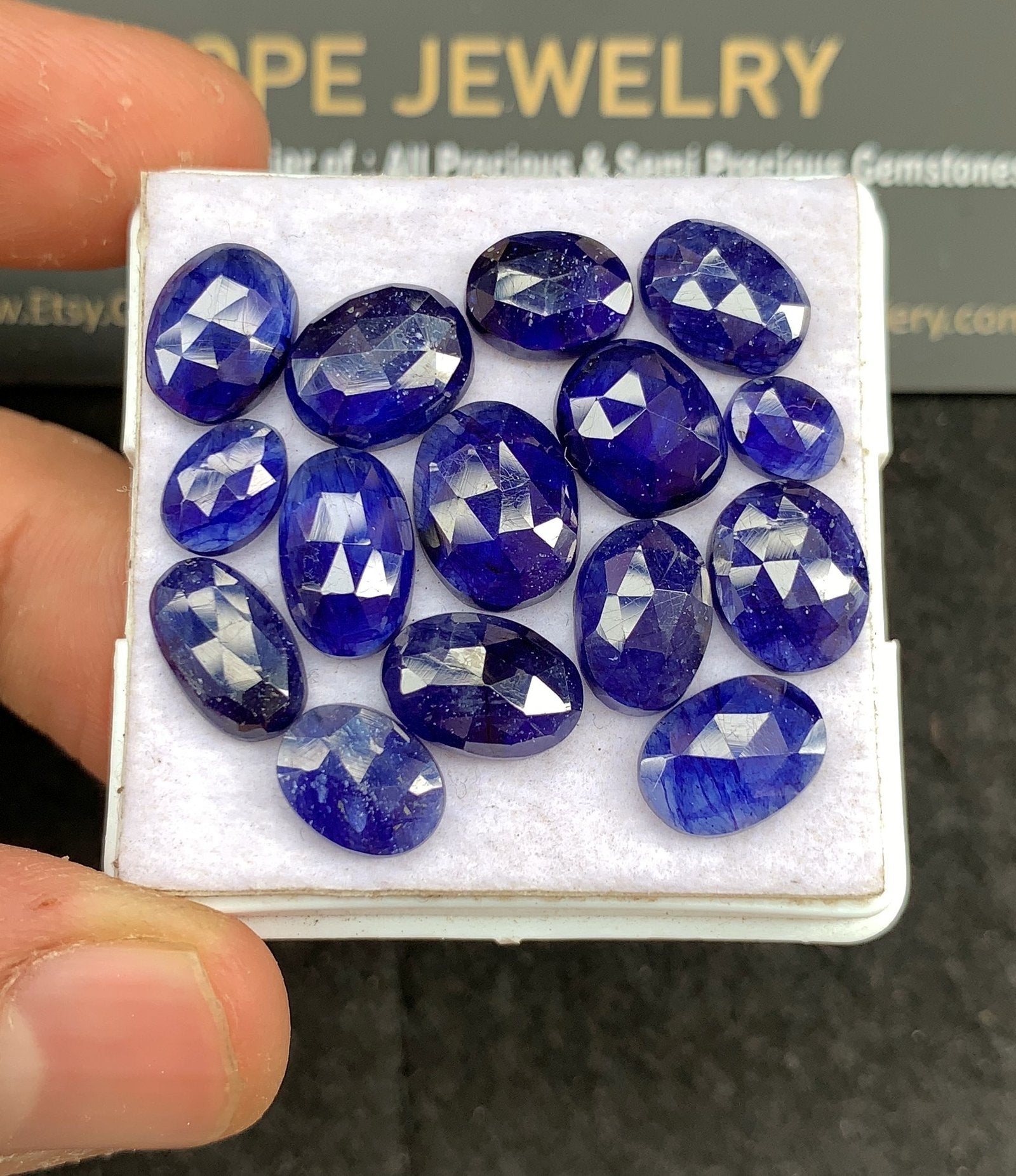 Natural Blue Sapphire Gemstone Rose Cut Mix Shape Cabochon High Quality Loose Gemstones For Jewelry Making 11-6 MM Size 15 Pcs V2690