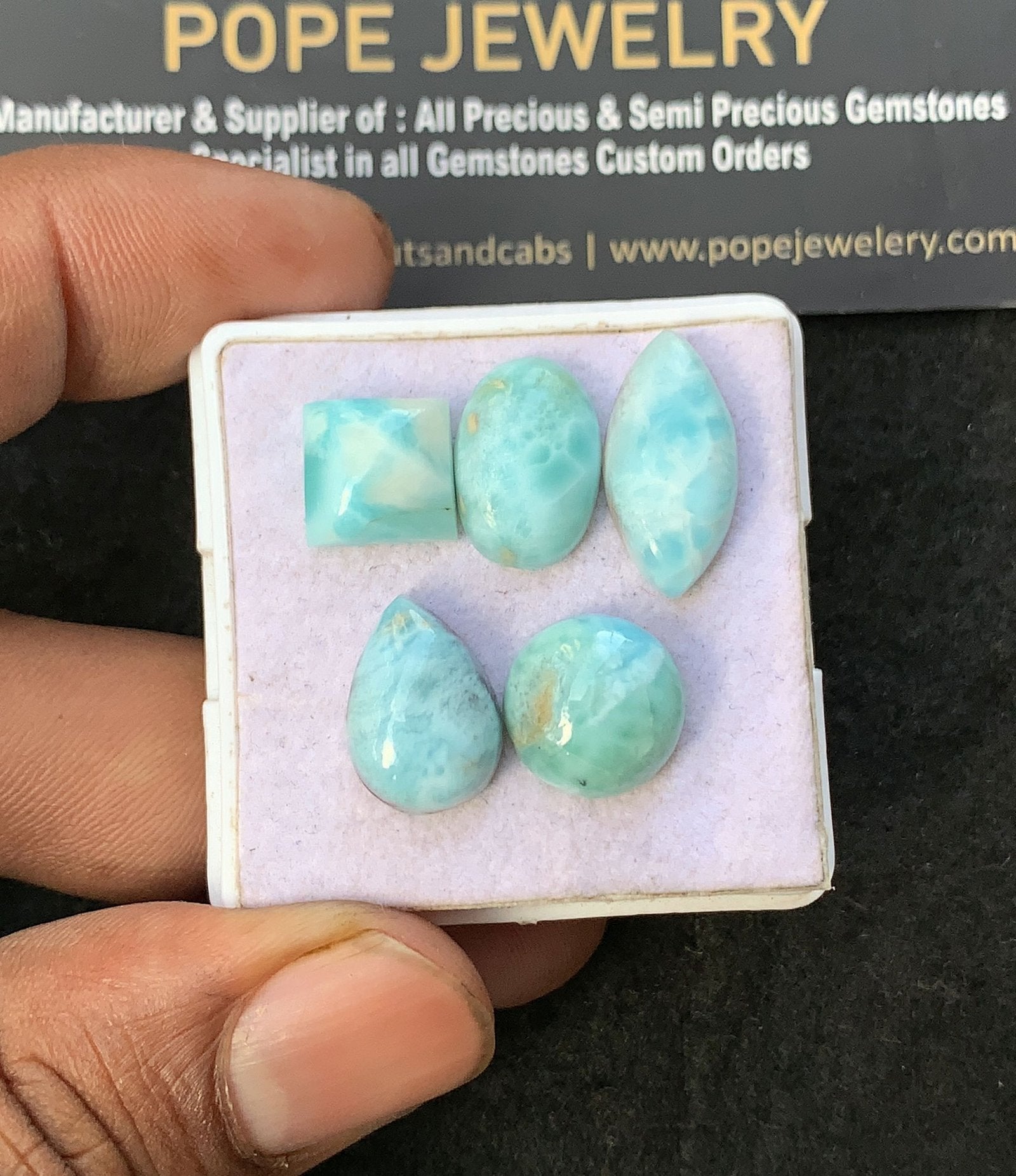 Natural Larimar Gemstone Smooth Mix Shape Cabochon High Quality Loose Gemstones For Jewelry Making 9-18 MM Size 5 Pcs V3175