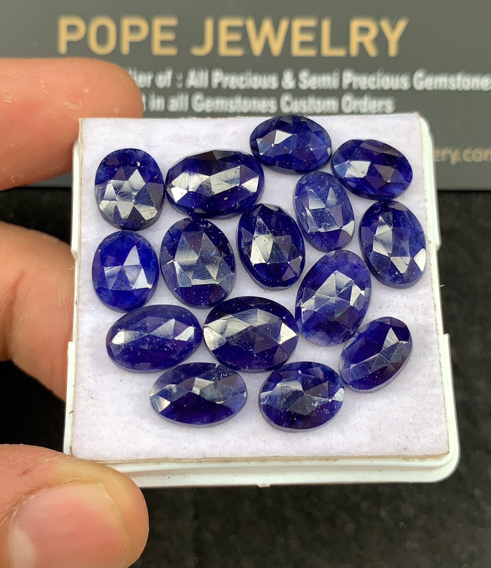 Natural Blue Sapphire Gemstone Rose Cut Mix Shape Cabochon High Quality Loose Gemstones For Jewelry Making 11-9 MM Size 15 Pcs V2692