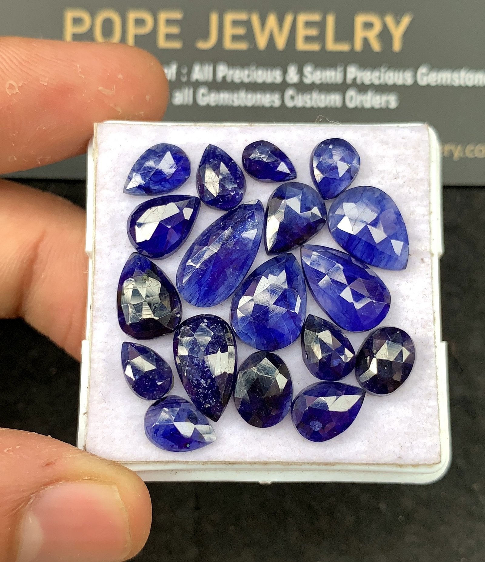 Natural Blue Sapphire Gemstone Rose Cut Mix Shape Cabochon High Quality Loose Gemstones For Jewelry Making 11-7 MM Size 18 Pcs V2693