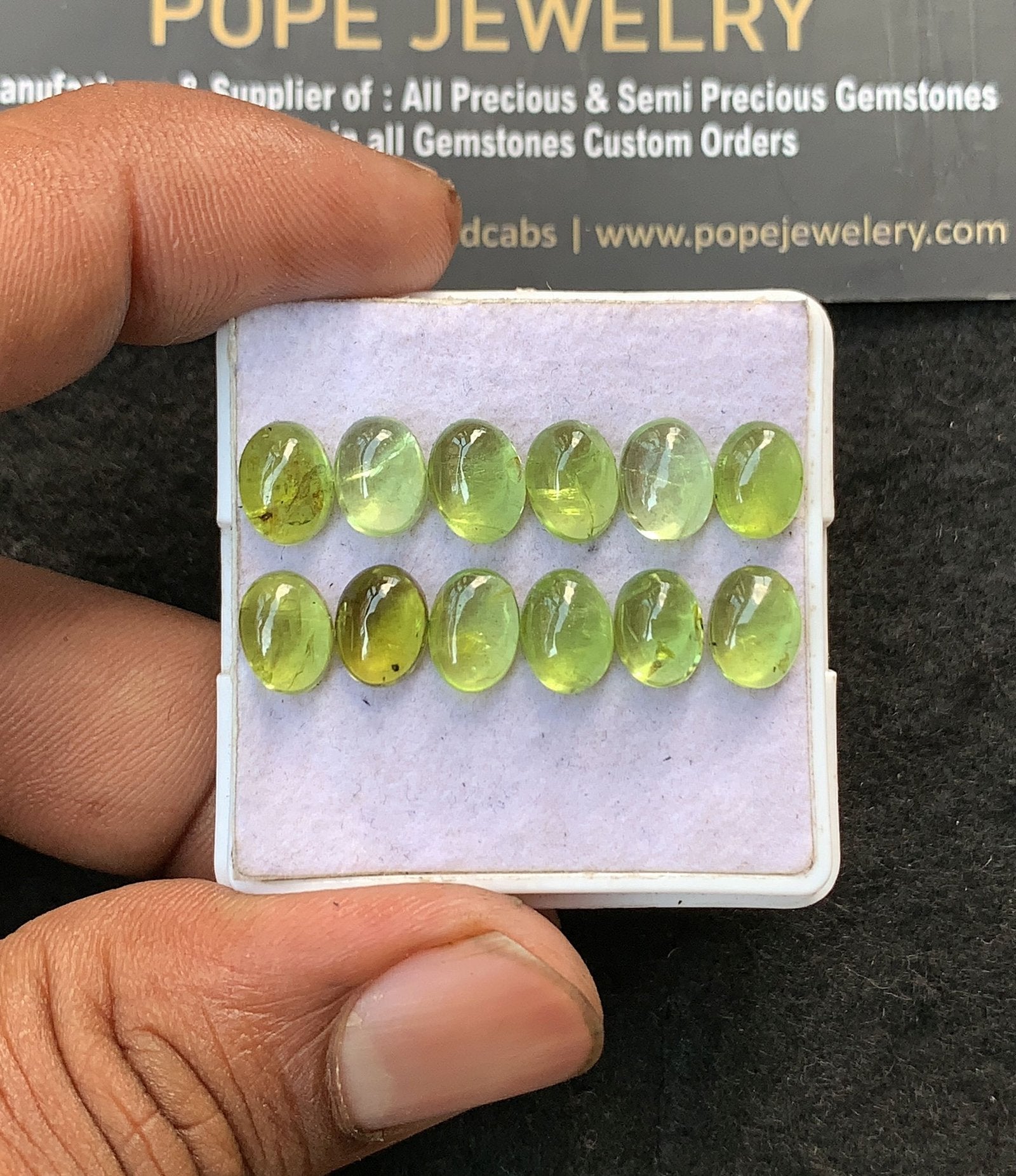 Natural Peridot Gemstone Smooth Oval Shape Cabochon Shape High Quality Loose Gemstones For Jewelry Making 8x16 MM Size 12 Pcs V3180