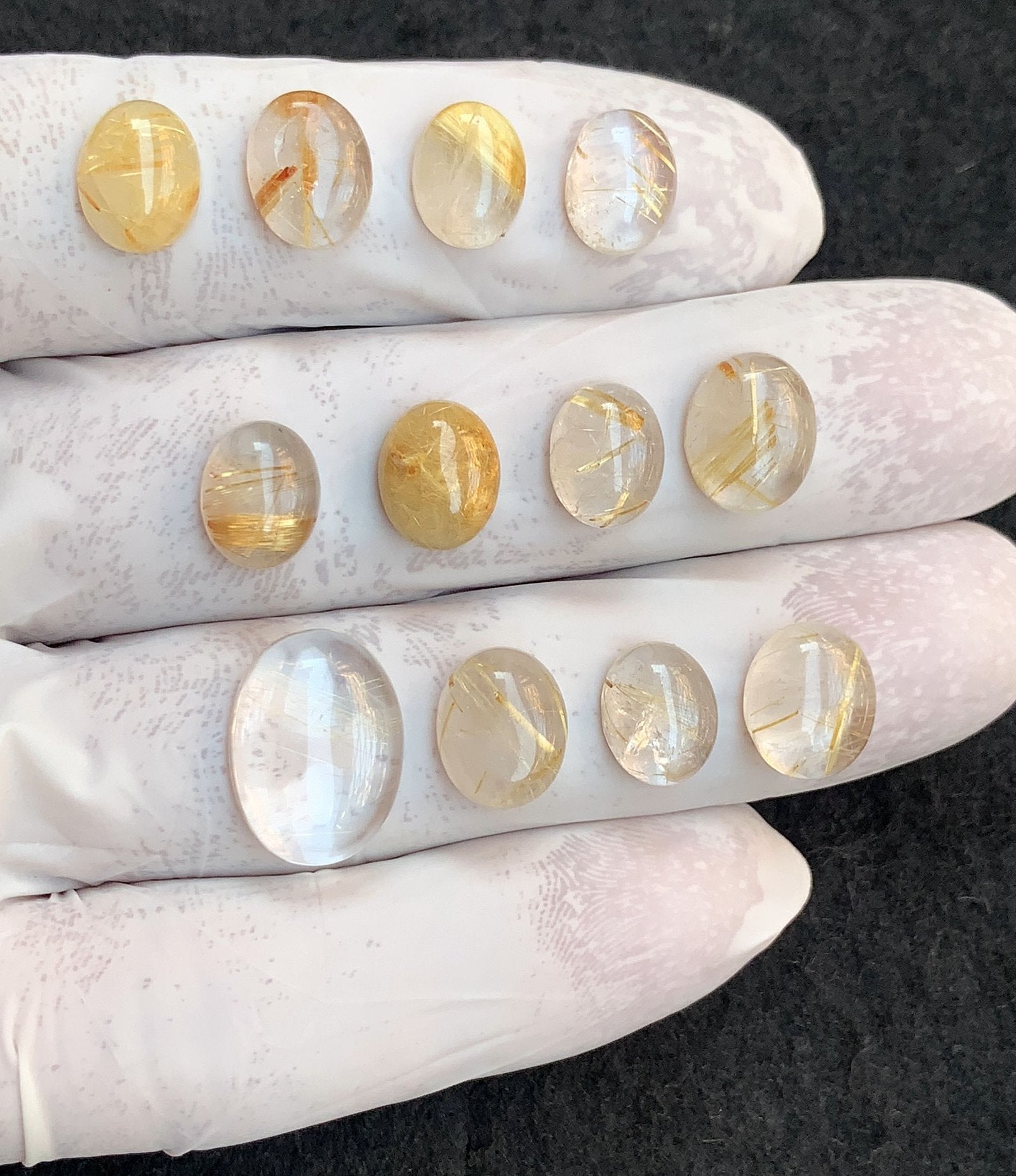 Natural Golden Rutile Gemstone Smooth Oval Shape Cabochon High Quality Loose Gemstones For Jewelry Making 10-16 MM Size 12 Pcs V4532