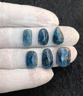 Natural Teal Green Kyanite Gemstone Rose Cut Fancy Shape Cabochon High Quality Loose Gemstones For Jewelry Making 14-18 MM Size 6 Pcs V4534