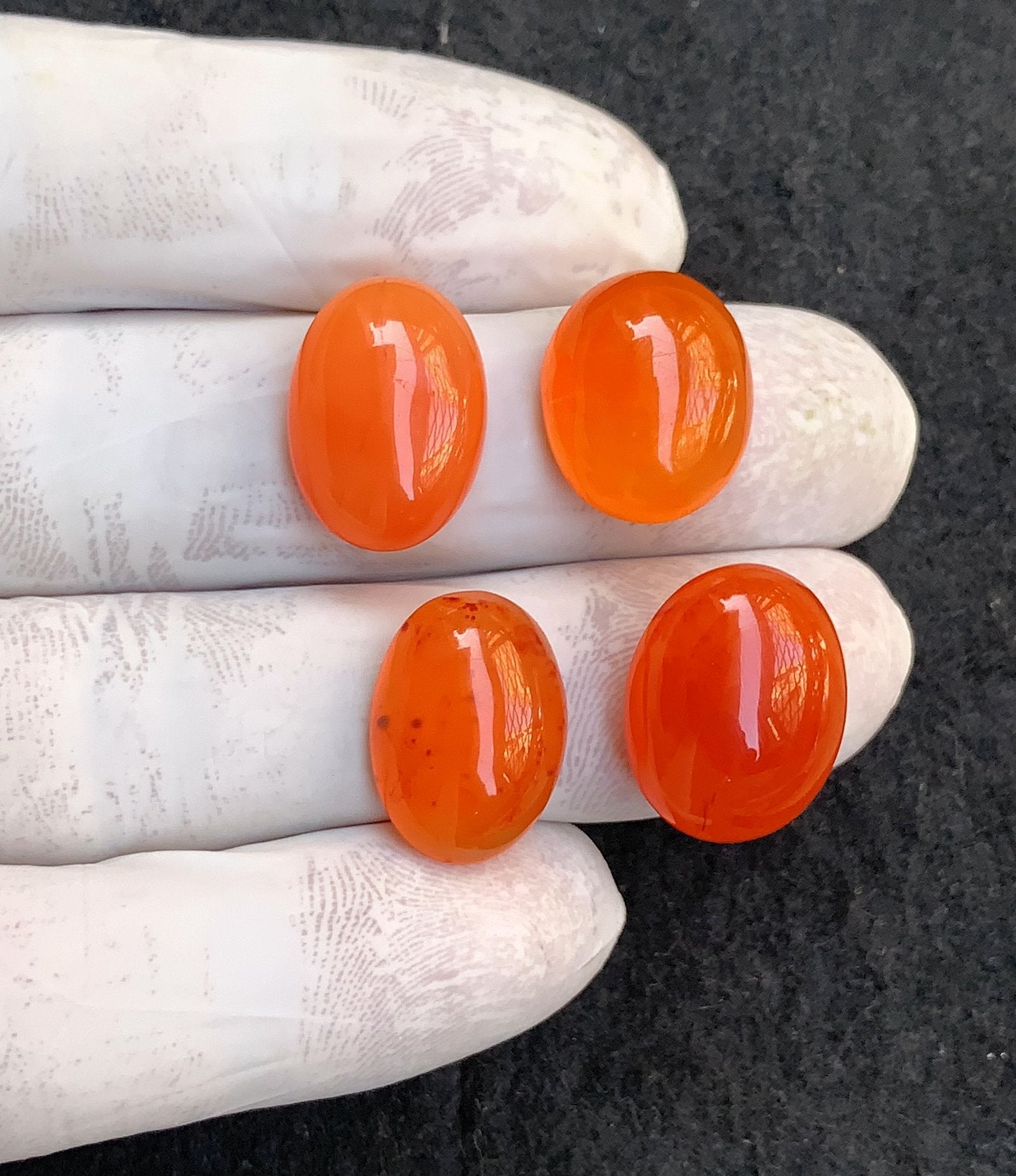 Natural Carnelian Gemstone Smooth Oval Shape Cabochon High Quality Loose Gemstones For Jewelry Making 17-19 MM Size 4 Pcs V4538
