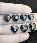 Natural Gunmetal Gemstone Rose Cut Heart Shape Cabochon High Quality Loose Gemstones For Jewelry Making 12-17 MM Size 7 Pcs V4539