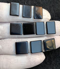 Natural Black Onyx Gemstone Smooth Rectangle Shape Cabochon High Quality Loose Gemstones For Jewelry Making 13-14 MM Size 10 Pcs V4540