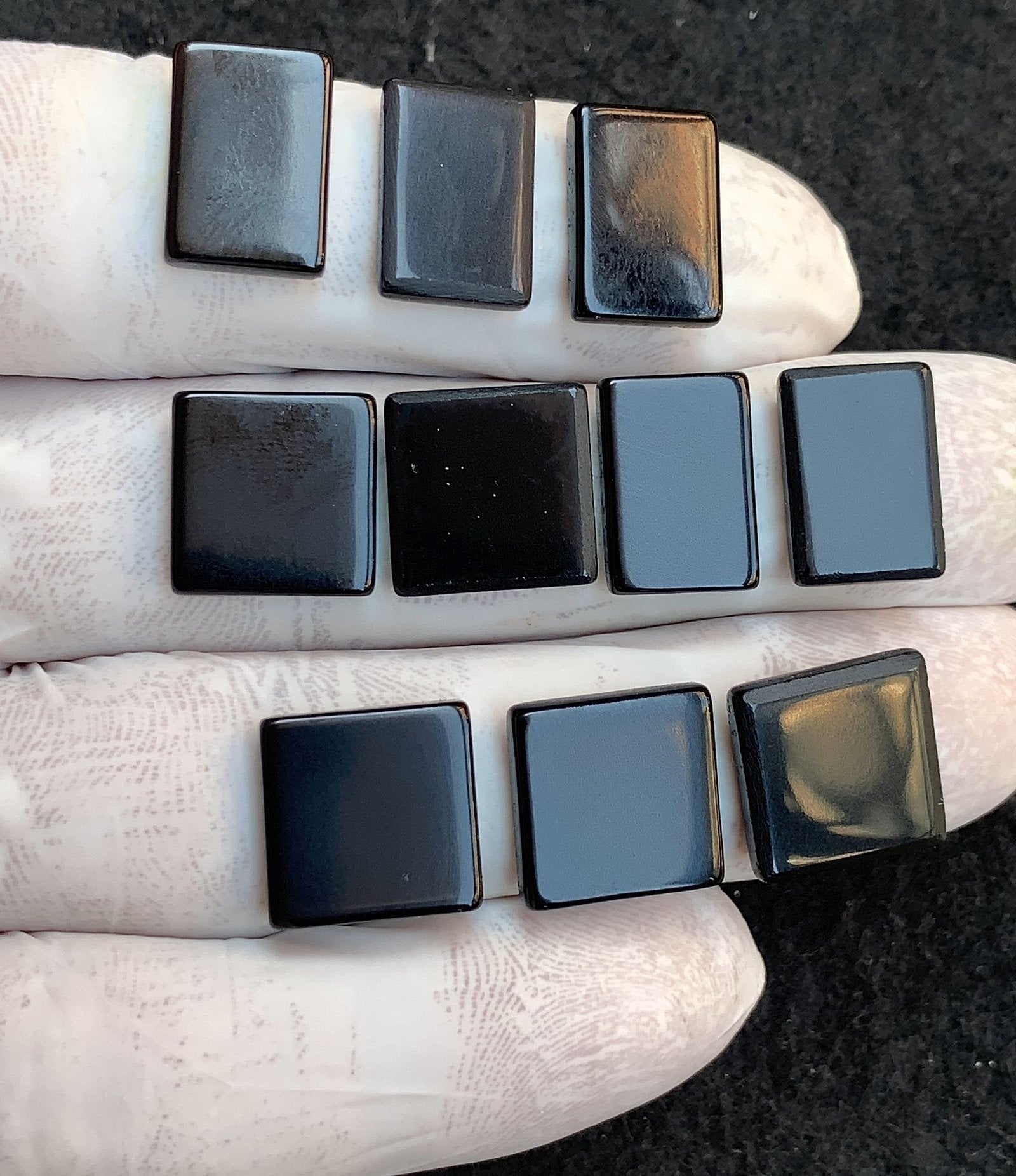 Natural Black Onyx Gemstone Smooth Rectangle Shape Cabochon High Quality Loose Gemstones For Jewelry Making 13-14 MM Size 10 Pcs V4540